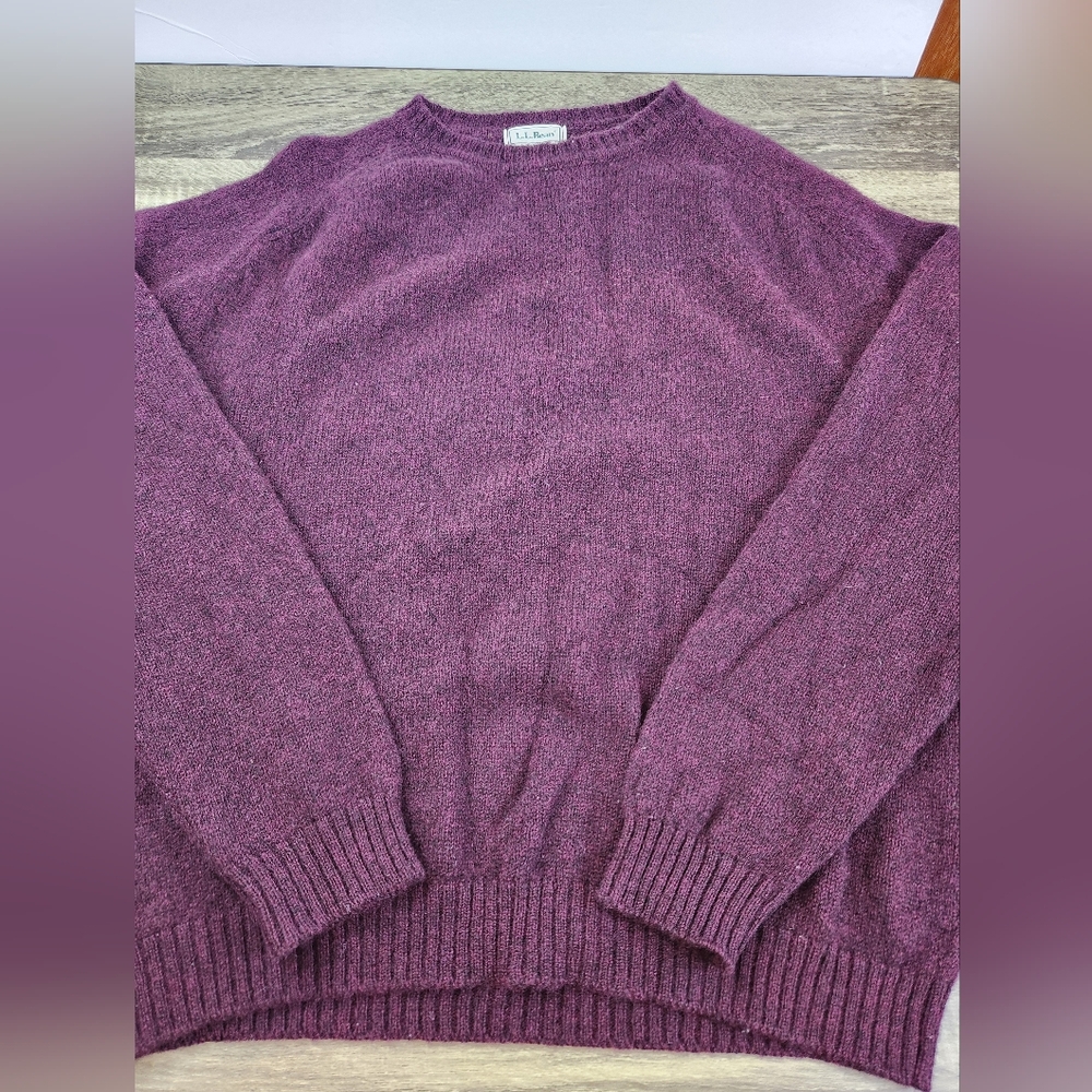 Vintage L.L. Bean Sweater Men's XL Purple Wool of New Zealand Pullover 90's